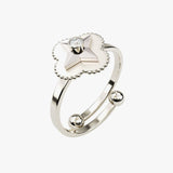 silver clover crystal adjustable anxiety ring