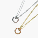 gold stamped double chain disc anxiety necklace