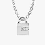 silver spinning lock necklace