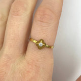 gold clover crystal adjustable anxiety ring