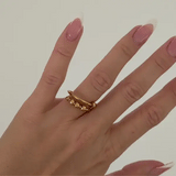 gold 4-bead adjustable anxiety ring