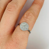 silver adjustable sun sky spinning disc ring