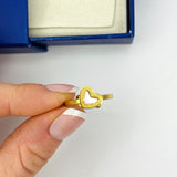 gold spinning heart pearl adjustable ring