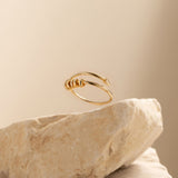 gold 4-bead adjustable nail anxiety ring