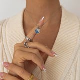 silver moon sky spinning necklace