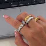 silver night sky anxiety ring