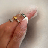 silver emerald crystal anxiety ring