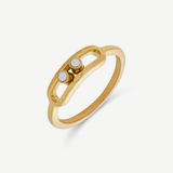 2-bead hammered ring - gold