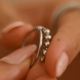 silver 4-bead adjustable anxiety ring