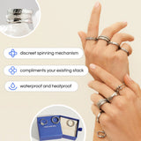 silver 4-bead adjustable anxiety ring