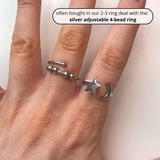 silver spinning moon and star adjustable anxiety ring