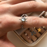 silver adjustable rotating sun anxiety ring